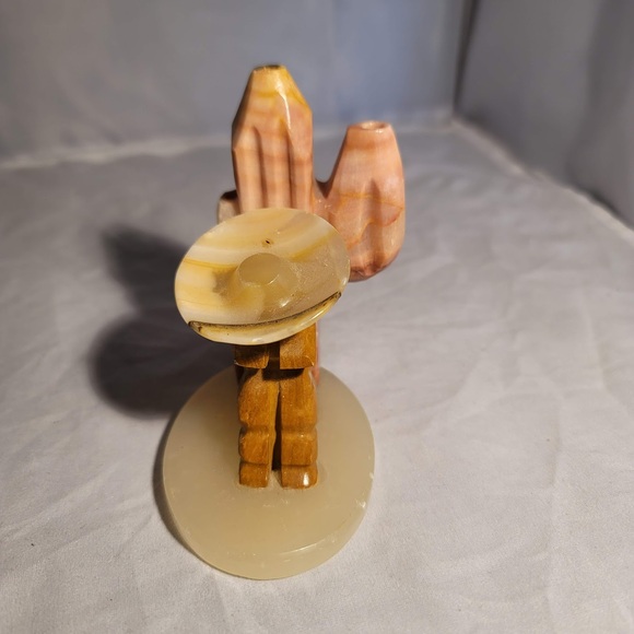 Siesta Sombrero Vase Bookend Marble cactus 4" tall brown Mexico - Picture 5 of 5